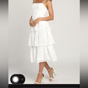 Lulus Grace and Beauty White Burnout Floral Print Tiered Dress